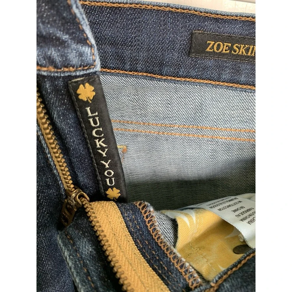 Lucky Brand Zoe Skinny Jeans Women's 4/27 Dark Wash Stretch Premium Denim EUC - Picture 5 of 12